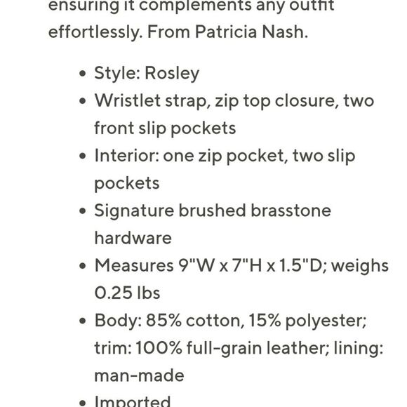 Patricia Nash Rosley Denim Wristlet w/Leather Trim - Picture 5 of 8